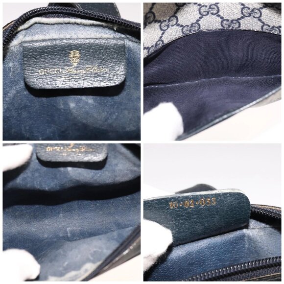 GUCCI GG Supreme Sherry Line Shoulder Bag PVC Navy Red - Picture 14 of 15